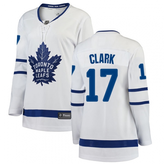 Women's Toronto Maple Leafs #17 Wendel Clark Authentic White Away Fanatics Branded Breakaway NHL Jersey - Ujersey
