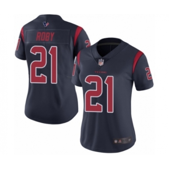Women's Houston Texans #21 Bradley Roby Limited Navy Blue Rush Vapor Untouchable Football Jersey - Ujersey