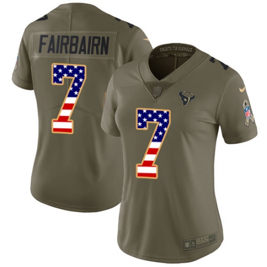 Women's Nike Houston Texans #7 Ka'imi Fairbairn Limited Olive/USA Flag 2017 Salute to Service NFL Jersey - Ujersey