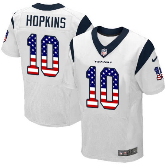 Men's Nike Houston Texans #10 DeAndre Hopkins Elite White Road USA Flag Fashion NFL Jersey - ujerseystore