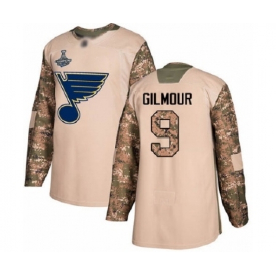 Men's St. Louis Blues #9 Doug Gilmour Authentic Camo Veterans Day Practice 2019 Stanley Cup Champions Hockey Jersey - Ujersey