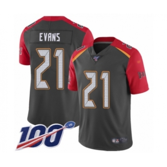 Youth Tampa Bay Buccaneers #21 Justin Evans Limited Gray Inverted Legend 100th Season Football Jersey - Ujersey
