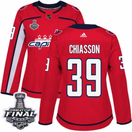 Women's Adidas Washington Capitals #39 Alex Chiasson Authentic Red Home 2018 Stanley Cup Final NHL Jersey - Ujersey