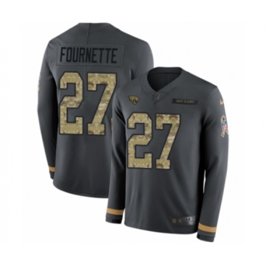 Youth Nike Jacksonville Jaguars #27 Leonard Fournette Limited Black Salute to Service Therma Long Sleeve NFL Jersey - Ujersey
