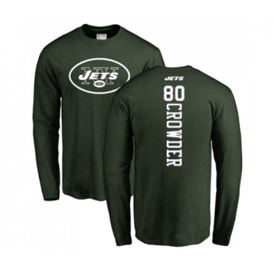 Football New York Jets #80 Jamison Crowder Green Backer Long Sleeve T-Shirt - Ujersey