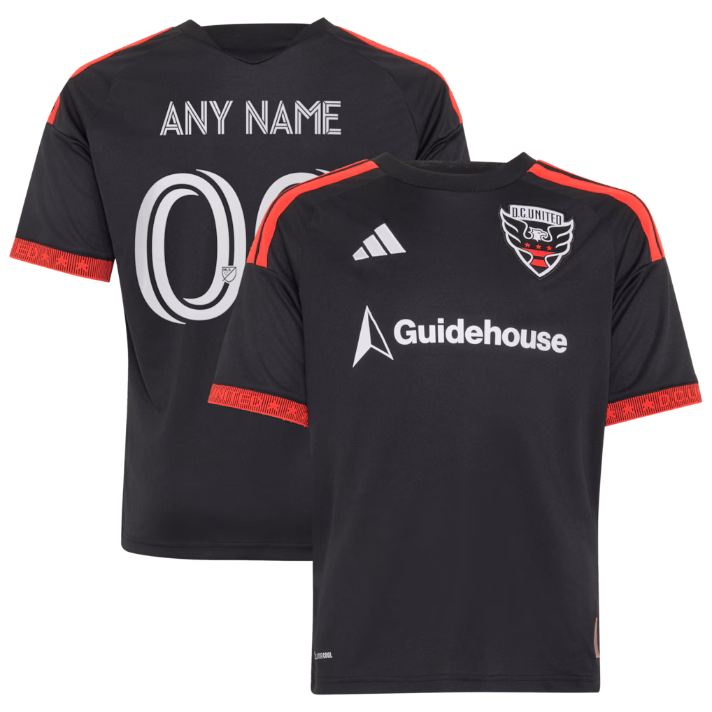 Youth D.C. United adidas Black 2026 Black-and-Red Kit Replica Custom Jersey