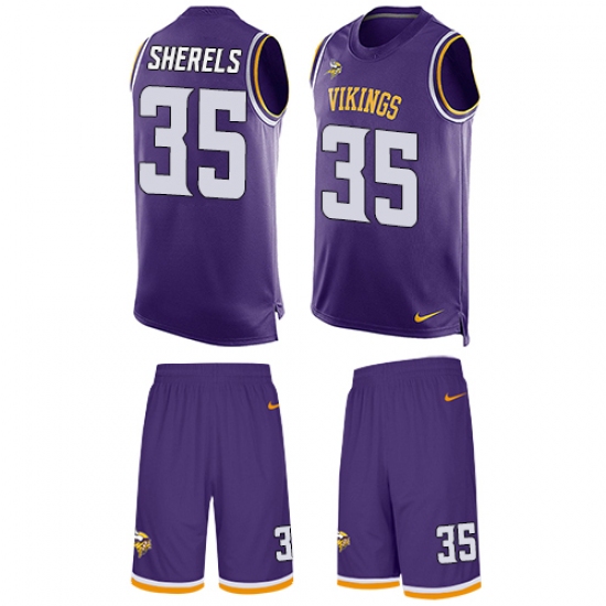 Men's Nike Minnesota Vikings #35 Marcus Sherels Limited Purple Tank Top Suit NFL Jersey - Ujersey