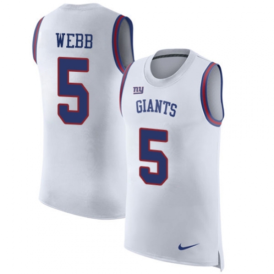 Men's Nike New York Giants #5 Davis Webb Limited White Rush Player Name & Number Tank Top NFL Jersey - Ujersey