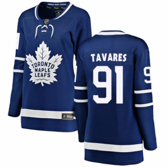 Women's Toronto Maple Leafs #91 John Tavares Authentic Royal Blue Home Fanatics Branded Breakaway NHL Jersey - Ujersey