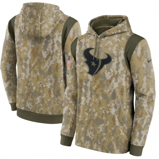 Men's Houston Texans Nike Camo 2021 Salute To Service Therma Performance Pullover Hoodie - Ujersey