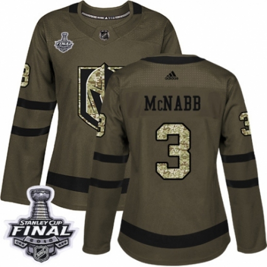 Women's Adidas Vegas Golden Knights #3 Brayden McNabb Authentic Green Salute to Service 2018 Stanley Cup Final NHL Jersey - Ujersey