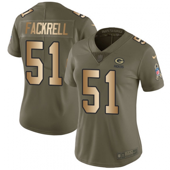 Women's Nike Green Bay Packers #51 Kyler Fackrell Limited Olive/Gold 2017 Salute to Service NFL Jersey - Ujersey
