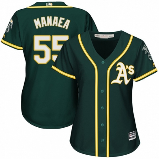 Women's Majestic Oakland Athletics #55 Sean Manaea Authentic Green Alternate 1 Cool Base MLB Jersey - Ujersey