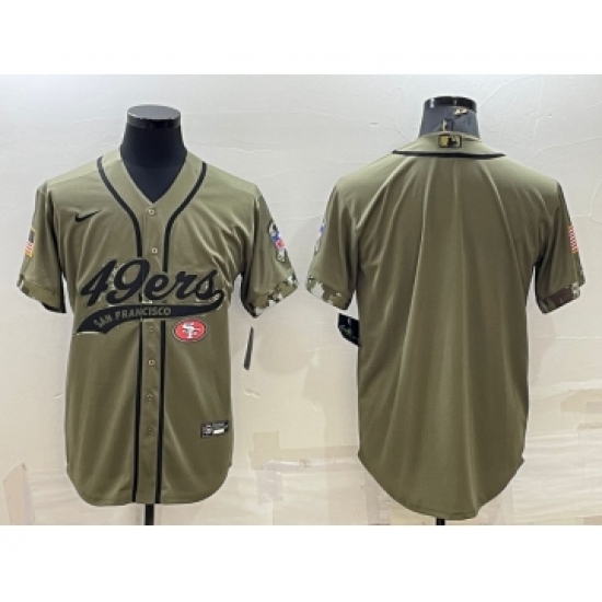 Men's San Francisco 49ers Blank Olive Salute to Service Cool Base Stitched Baseball Jersey - Ujersey
