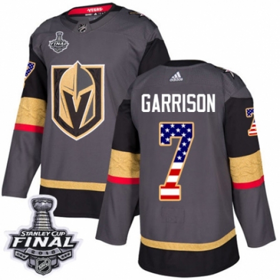 Youth Adidas Vegas Golden Knights #7 Jason Garrison Authentic Gray USA Flag Fashion 2018 Stanley Cup Final NHL Jersey - Ujersey