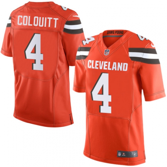 Men's Nike Cleveland Browns #4 Britton Colquitt Elite Orange Alternate NFL Jersey - Ujersey