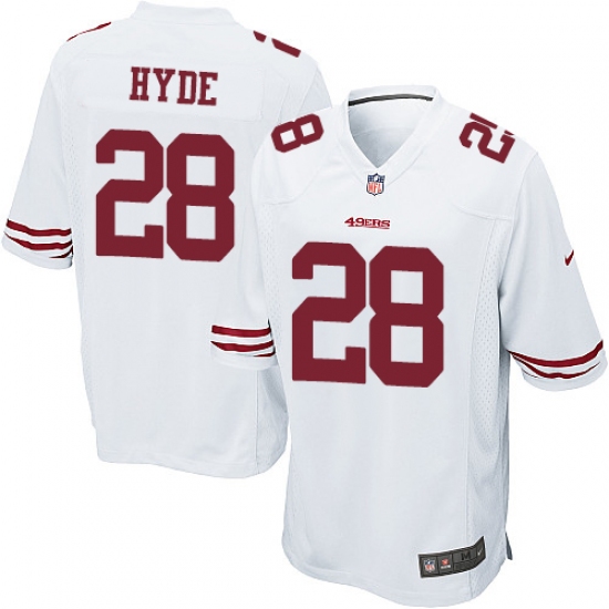 Men's Nike San Francisco 49ers #28 Carlos Hyde Game White NFL Jersey - Ujersey