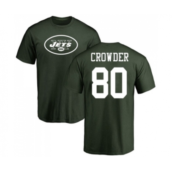 Football New York Jets #80 Jamison Crowder Green Name & Number Logo T-Shirt - Ujersey