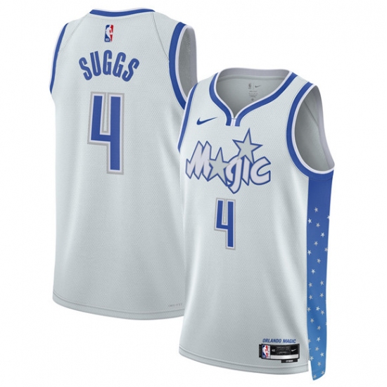 Men's Orlando Magic #4 Jalen Suggs Silver 2025-26 City Edition Stitched Basketball Jersey - Ujersey