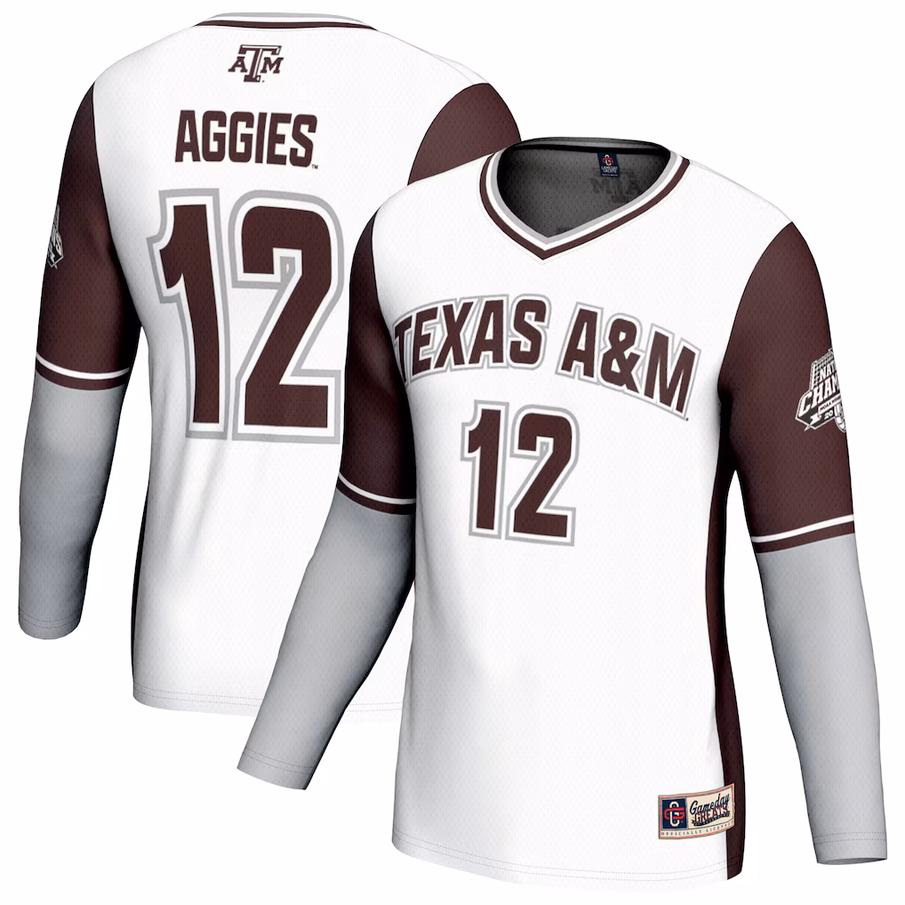 Unisex GameDay Greats White Texas A&M Aggies 2025 NCAA Volleyball National Champions Commemorative Fashion Jersey