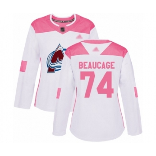 Women's Colorado Avalanche #74 Alex Beaucage Authentic White Pink Fashion Hockey Jersey - Ujersey
