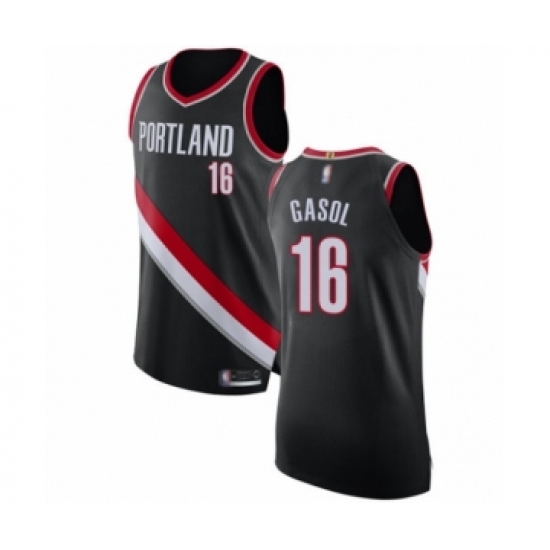 Men's Portland Trail Blazers #16 Pau Gasol Authentic Black Basketball Jersey - Icon Edition - Ujersey