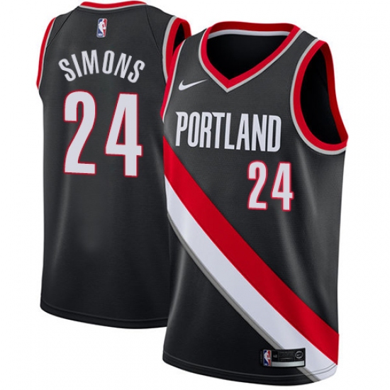 Men's Nike Portland Trail Blazers #24 Anfernee Simons Swingman Black NBA Jersey - Icon Edition - Ujersey