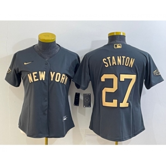 Women's New York Yankees #27 Giancarlo Stanton Grey 2022 All Star Stitched Cool Base Nike Jersey - Ujersey
