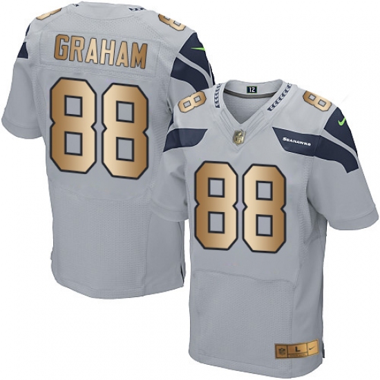 Men's Nike Seattle Seahawks #88 Jimmy Graham Elite Grey/Gold Alternate NFL Jersey - Ujersey