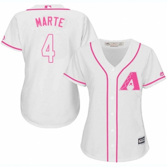 Women's Majestic Arizona Diamondbacks #4 Ketel Marte Replica White Fashion MLB Jersey - Ujersey