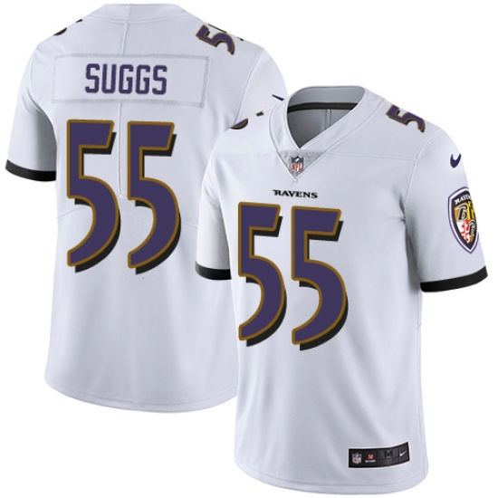 Youth Nike Baltimore Ravens #55 Terrell Suggs White Vapor Untouchable Limited Player NFL Jersey - Ujersey
