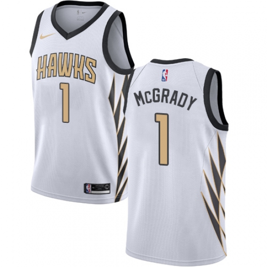 Men's Nike Atlanta Hawks #1 Tracy Mcgrady Swingman White NBA Jersey - City Edition - Ujersey