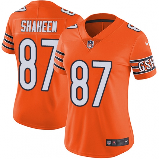 Women's Nike Chicago Bears #87 Adam Shaheen Limited Orange Rush Vapor Untouchable NFL Jersey - Ujersey