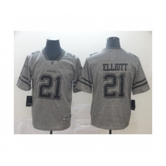 Men's Dallas Cowboys #21 Ezekiel Elliott Limited Gray Rush Gridiron Football Jersey - Ujersey