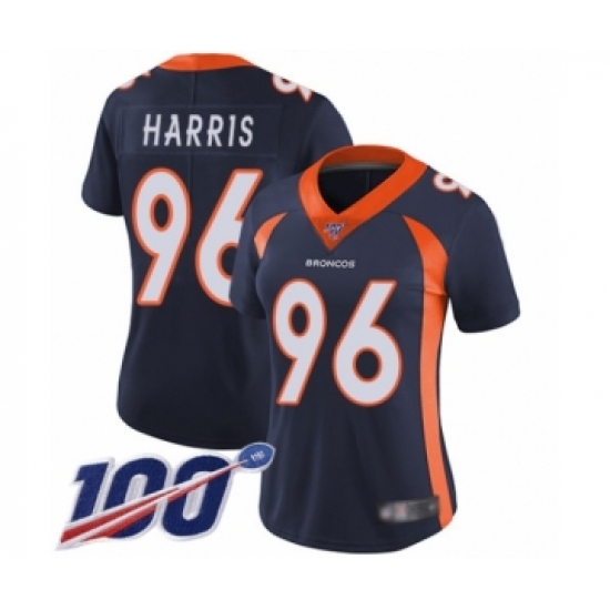 Women's Denver Broncos #96 Shelby Harris Navy Blue Alternate Vapor Untouchable Limited Player 100th Season Football Jersey - Ujersey
