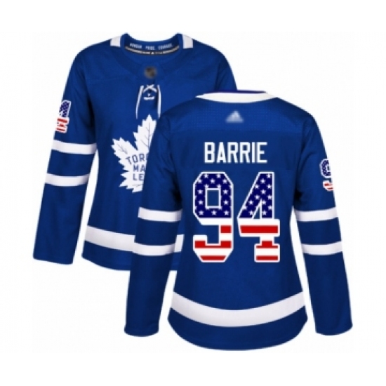 Women's Toronto Maple Leafs #94 Tyson Barrie Authentic Royal Blue USA Flag Fashion Hockey Jersey - Ujersey
