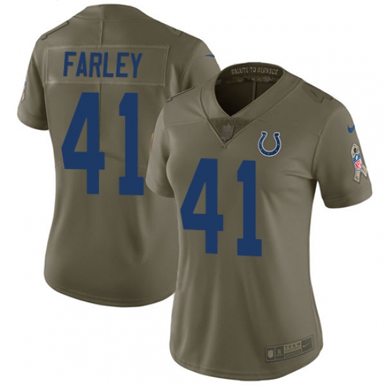 Women's Nike Indianapolis Colts #41 Matthias Farley Limited Olive 2017 Salute to Service NFL Jersey - Ujersey