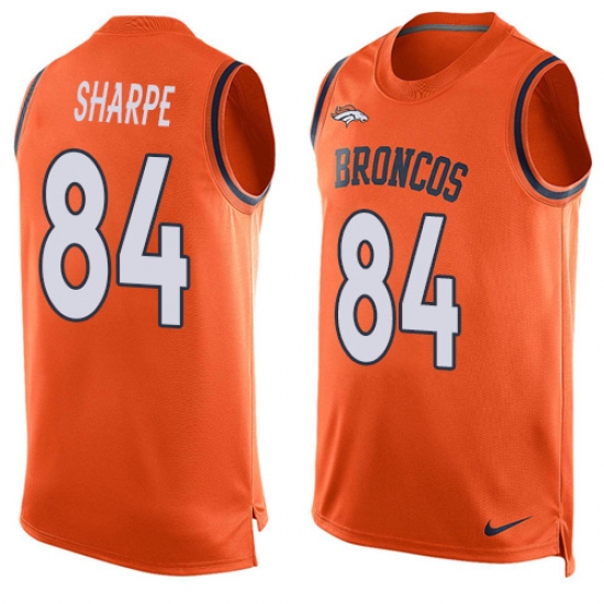Men's Nike Denver Broncos #84 Shannon Sharpe Limited Orange Player Name & Number Tank Top NFL Jersey - Ujersey