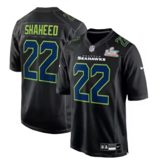 Men's Seattle Seahawks #22 Rashid Shaheed Black Nike Super Bowl LX Carbon Fashion Game Jersey - Ujersey