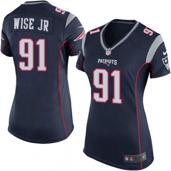 Women's Nike New England Patriots #91 Deatrich Wise Jr Game Navy Blue Team Color NFL Jersey - Ujersey