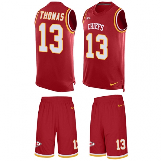 Men's Nike Kansas City Chiefs #13 De'Anthony Thomas Limited Red Tank Top Suit NFL Jersey - Ujersey