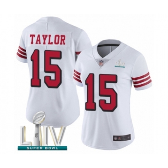 Women's San Francisco 49ers #15 Trent Taylor Limited White Rush Vapor Untouchable Super Bowl LIV Bound Football Jersey - Ujersey
