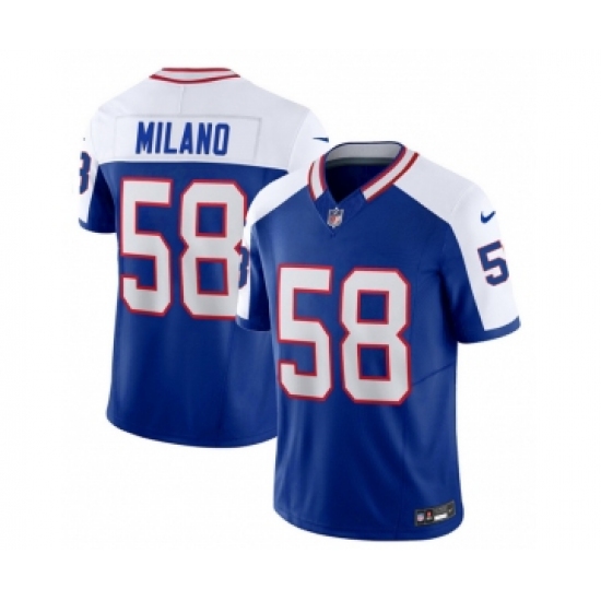 Men's Nike Buffalo Bills #58 Matt Milano Blue White 2023 F.U.S.E. Throwback Vapor Untouchable Limited Football Stitched Jersey