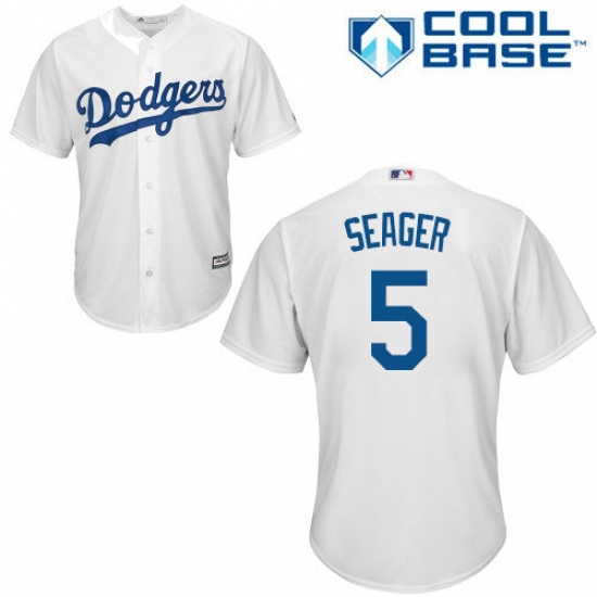 Men's Majestic Los Angeles Dodgers #5 Corey Seager Replica White Home Cool Base MLB Jersey - Ujersey