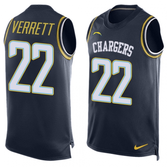 Men's Nike Los Angeles Chargers #22 Jason Verrett Limited Navy Blue Player Name & Number Tank Top NFL Jersey - Ujersey