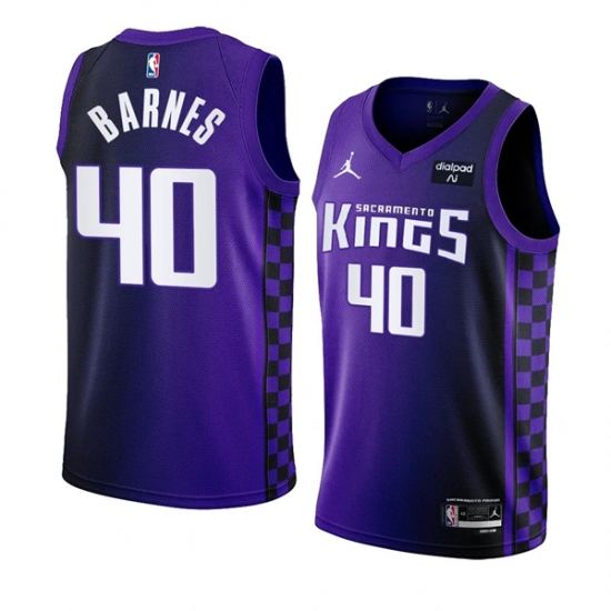 Men's Sacramento Kings #40 Harrison Barnes Purple 2023-24 Statement Edition Swingman Stitched Jersey - Ujersey