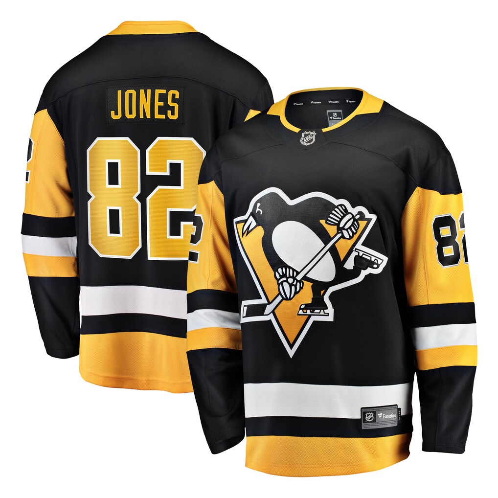 Men's Pittsburgh Penguins Caleb Jones Fanatics Black Home Breakaway Jersey - U-jersey