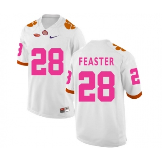 Clemson Tigers 28 Tavien Feaster White 2018 Breast Cancer Awareness College Football Jersey - Ujersey