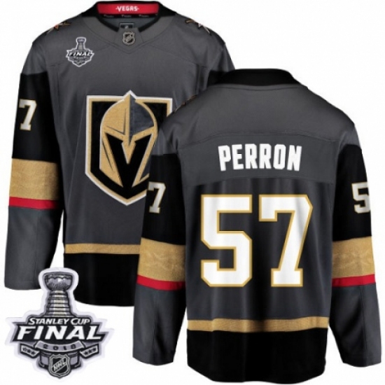 Men's Vegas Golden Knights #57 David Perron Authentic Black Home Fanatics Branded Breakaway 2018 Stanley Cup Final NHL Jersey - Ujersey