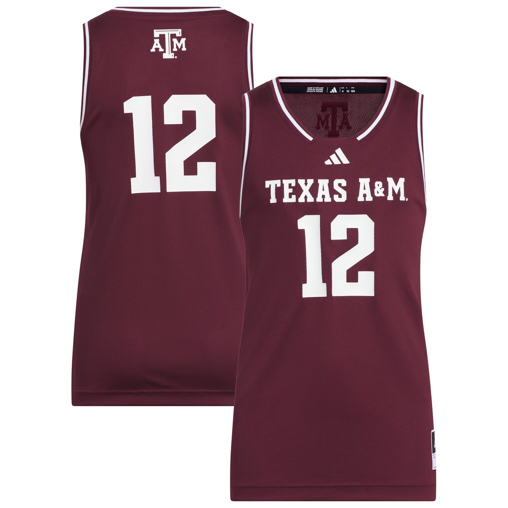 Youth adidas #12 Maroon Texas A&M Aggies Replica Swingman Jersey - Ujersey
